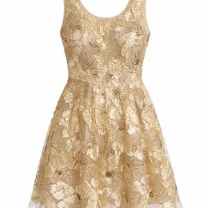 Ark & Co Women's Size S Mini Dress Formal Bridal Cocktail Wedding Gold Sequin